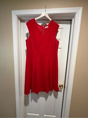 Calvin Klein Red Sleeveless Fit and Flared Mini Dress 14W